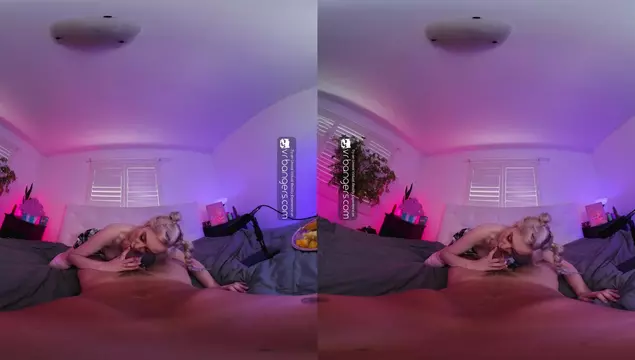 Porn VR con una joven puta con dos trenzas